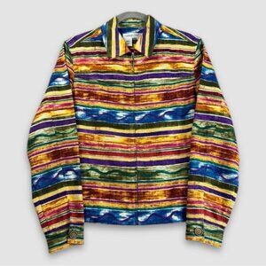 Coldwater Creek Rainbow Striped Zipper Cowgirl Cotton Western Jacket Small